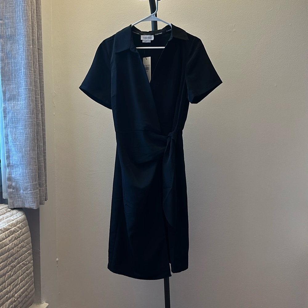Calvin Klein black wrap dress